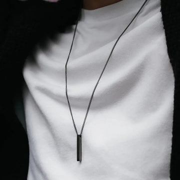 Riolio hot classic Rectangle Pendant Necklace men Stainless Steel Black color Cuban Chain Necklace For Men Jewelry Gift